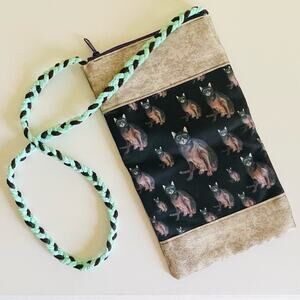 Vintage Cat Handbag Shoulder Bag Pouch Crossbody Handmade Cats Kitty